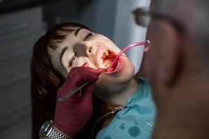 woman getting a dental exam